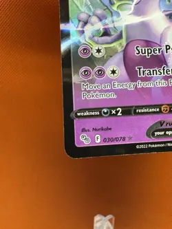Pokemon TCG Mewtwo v Full Art Holo Ultra Rare Card 030/078 NM 1799 - Image 4