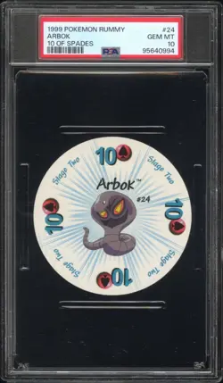 1999 Pokemon Rummy Card Arbok #24 Stage Two 10 of Spades eBay 1/1 PSA 10 Low Pop - Image 1