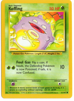 Koffing 51/102 Base Set Pokemon Card - Image 1
