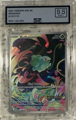 2025 POKEMON MEG EN-MEGA EVOLUTION ILLUSTRATION RARE #133 BULBASAUR MPE 9.5 - Image 1