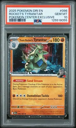 PSA 10 Team Rocket's Tyranitar (Pokemon Center Exclusive) 96/182 Destined Rivals - Image 1