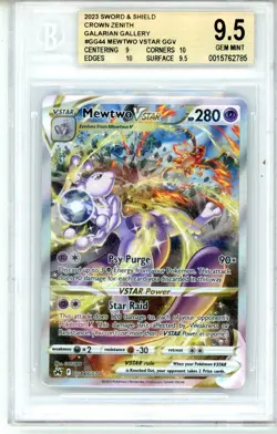 2023 Pokemon Sword and Shield Crown Zenith GG Mewtwo VSTAR #GG44 BGS 9.5 - Image 1