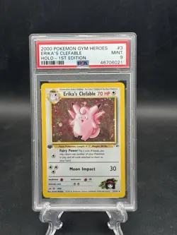 Pokemon Erika's Clefable Gym Heroes 1st Edition Holo Rare #3 PSA 9 Mint - Image 1