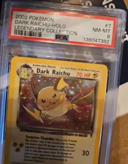 PSA 8 NM-MINT POKEMON 2002 LEGENDARY COLLECTION DARK RAICHU HOLO 7/110 🔥 - Image 2