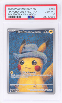 2023 Pokemon SV Black Star Promo Pikachu With Grey Felt Hat X Van Gogh PSA 10 - Image 1