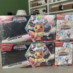 LOT OF 2 Sam’s Club Pokemon Prismatic Evolutions Surprise Box & Booster Bundle - Image 1