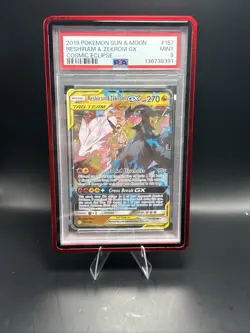 Pokemon Cosmic Eclipse Reshiram & Zekrom GX 157/236 PSA 9 With Case - Image 1