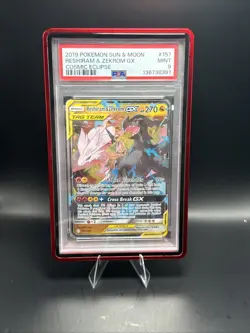 Pokemon Cosmic Eclipse Reshiram & Zekrom GX 157/236 PSA 9 With Case - Image 2