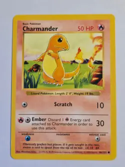 Charmander 46/102 Common Base Set Pokemon Shadowless LP - Image 1