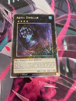 YUGIOH - ABYSS DWELLER - PLATINUM SECRET RARE - 1ST ED - RA02 - NM - Image 1