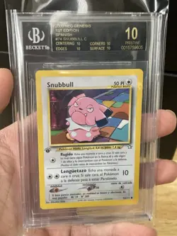 SPANISH BGS 10 BLACK LABEL Snubbull 1st Edition Neo Genesis 74 Pokemon Card - Image 1