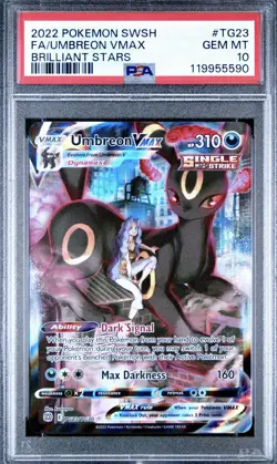 PSA 10 Umbreon VMAX TG23/TG30 Brilliant Stars FA Pokemon Card Trainer Gallery - Image 1