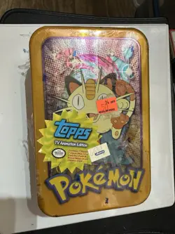 Vintage 1999 Topps POKEMON- TV Animation Edition Tin - (SEALED) Meowth Art work - Image 1