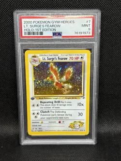 2000 POKEMON GYM HEROES HOLO-1ST ED #7 LT. SURGE'S FEAROW PSA 9 - Image 1