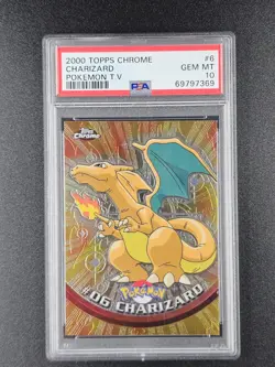 2000 Pokemon Topps Chrome Series 1 Charizard #6 PSA 10 Pokemon T.V. - Image 1