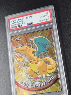2000 Pokemon Topps Chrome Series 1 Charizard #6 PSA 10 Pokemon T.V. - Image 2