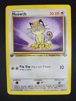 Pokemon TCG Jungle 1st Edition #56/64 Meowth - Image 1