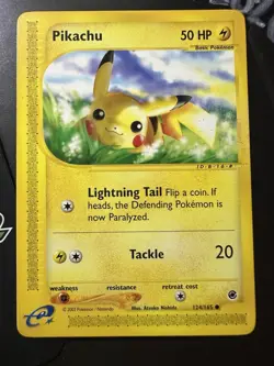 Pikachu 124/165 Expedition Base Set, Pokemon TCG, e-Reader, WOTC, 2002, NM - Image 1