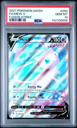 2021 Pokemon Fusion Strike Mew V #250 Sword & Shield Full Art PSA 10 Gem Mint - Image 1