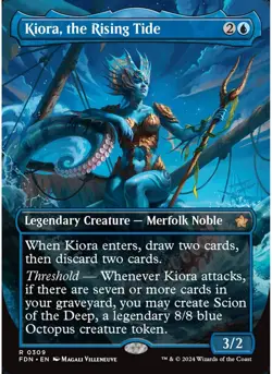 Kiora, the Rising Tide (Borderless) (Foil) 309 MTG NM - Foundations - Image 1