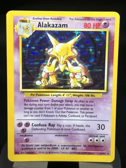 Pokemon TCG Alakazam 1/102 Base Set Holo Rare MP - Image 1