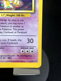 Pokemon TCG Alakazam 1/102 Base Set Holo Rare MP - Image 4
