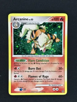 Arcanine 1/111 Rising Rivals Holo Rare Pokemon Card 2009 English Nm-Lp condition - Image 1