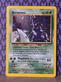 Pokemon TCG Heracross 6/111 Neo Genesis Holo Rare Basic Unlimited English 2000 - Image 1