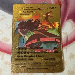 Venusaur, Charizard & Blastoise VMAX HP 400 Gold Vinyl Fan Art Pokemon Card P2 - Image 1