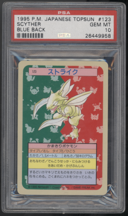 1995 Pokemon Japanese Topsun #123 - Scyther - Blue Back - PSA 10 - Image 1