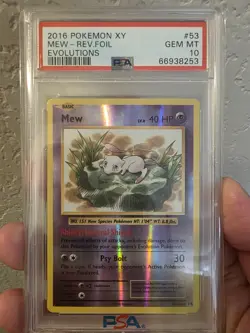 PSA 10 GEM MINT 2016 POKEMON XY EVOLUTIONS MEW-REVERSE FOIL #53 - Image 1