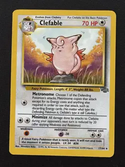 Pokemon Clefable 17/64 Jungle Stage 1 Regular Rare 70HP Fairy 2 3 Colorless - Image 1