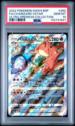 2022 POKEMON SWSH BLACK STAR PROMO #262 FULL ART/CHARIZARD VSTAR PSA 10 - Image 1