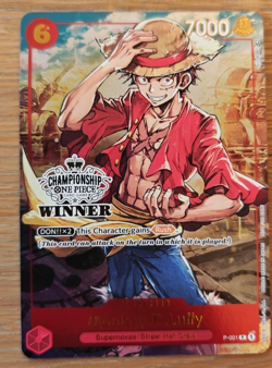 One Piece CCG Monkey D. Luffy WINNER Store Championship P-001 English NM - Image 1