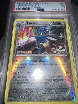 Lucario - (Pokemon League) [1st Place] 063/124 League & Championship Cards PSA 7 - Image 1