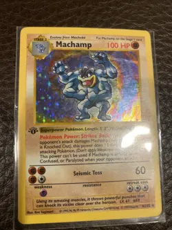 Machamp 8/102 1st Edition Shadowless Lightly Played WOTC Base Set Pokemon Card - Image 1