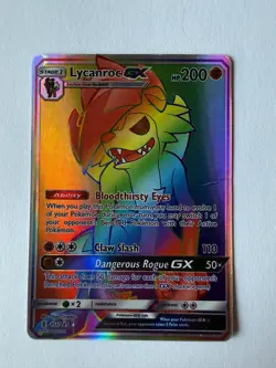 Lycanroc GX 156/145 Secret Rainbow Rare – Guardians Rising – Pokemon Card LP - Image 1