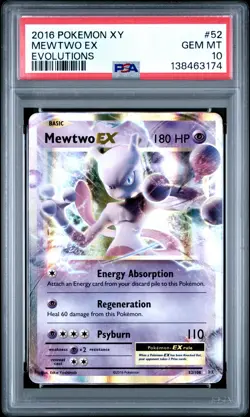 2016 POKEMON XY EVOLUTIONS #52 MEWTWO EX PSA 10 - Image 1