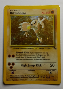 Hitmonlee 7/62 Fossil Holo Rare Unlimited Pokemon HP - Image 1