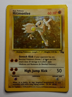 Hitmonlee 7/62 Fossil Holo Rare Unlimited Pokemon HP - Image 2