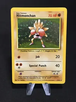 1999 WOTC Pokemon Hitmonchan 7/102 Base Set Holo Rare *SavyCards* - Image 1