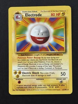 Pokemon Electrode 21/102 Base Set Rare Regular 80HP Electric Shock 50 - Image 1