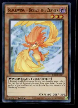 Blackwing - Breeze the Zephyr - BLCR-EN061 - 1st Edition - YuGiOh - Image 1