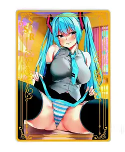 Waifu Anime Cards TCG | Miku Hatsune Vocaloid 01 [ METAL CARD ] Sexy Hentai Girl - Image 1
