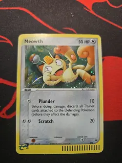 Pokemon TCG Meowth Black Star Promo Card 13 Looking At Holo Swirl - Image 1