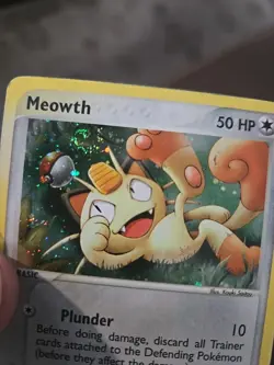 Pokemon TCG Meowth Black Star Promo Card 13 Looking At Holo Swirl - Image 4