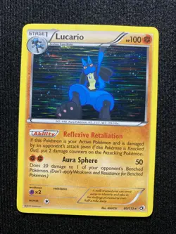 2013 Pokemon LUCARIO Legendary Treasures HOLO RARE Black & White Set Card 80/113 - Image 1