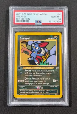 Pokemon Card 1st Ed. Sneasel 24/64 PSA 10 GEM MINT Neo Revelation - Image 1