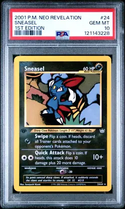 Pokemon Card 1st Ed. Sneasel 24/64 PSA 10 GEM MINT Neo Revelation - Image 3