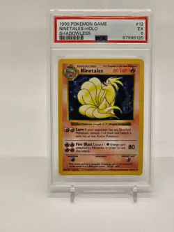 1999 Holo Rare Shadowless Ninetales 12/102 Base Set Pokemon Card TCG PSA 5 - Image 1